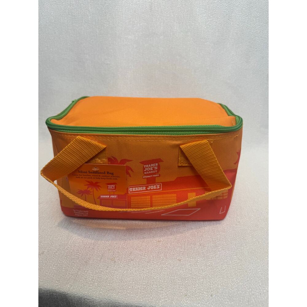 Trader Joe's Mini Neon Orange Green  Reusable Insulated Tote New May 2026 (1)